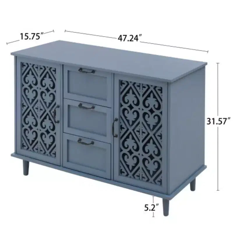 Meuble de rangement de cuisine/Bahut de 119 cm avec 3 tiroirs et 2 portes - Console de buffet