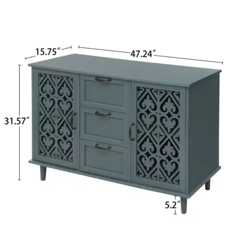 Meuble de rangement de cuisine/Bahut de 119 cm avec 3 tiroirs et 2 portes - Console de buffet