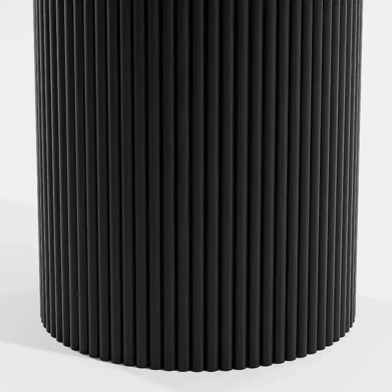 Table à manger ronde noire de 46 pouces pour 4 personnes - Bois massif avec pied central