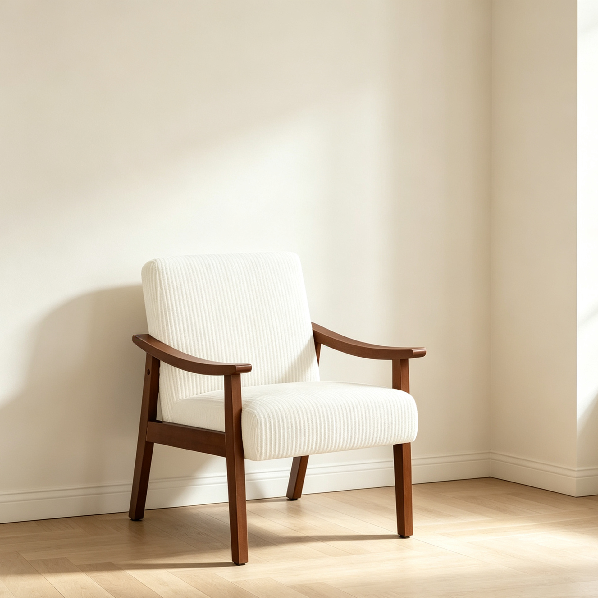 Fauteuil d'appoint en velours côtelé de style Mid-Century - Salon et chambre à coucher