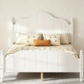 Cadre de lit Queen avec tête de lit, lit plateforme vintage en bois avec support à lattes, blanc
